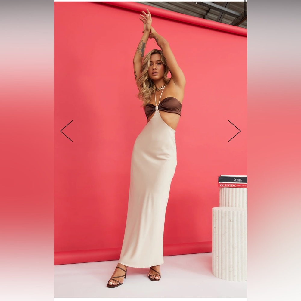 SOLD Brown and Beige Maxi Dress
